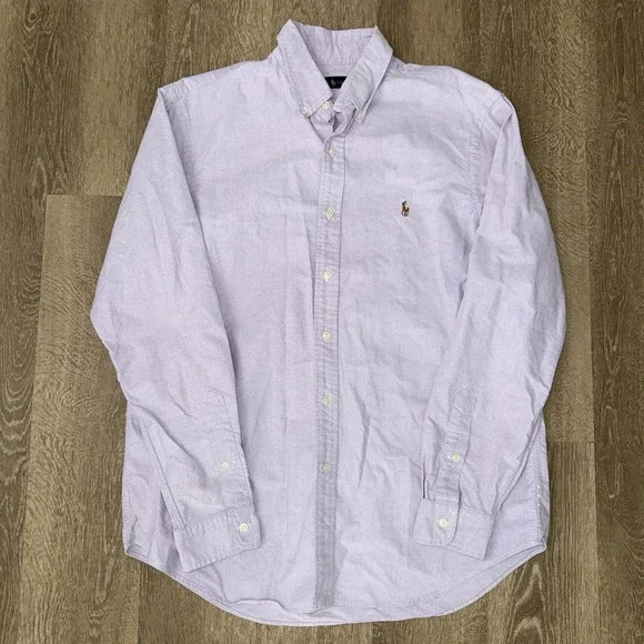 Polo Ralph Lauren Long Sleeve Button Down Oxford Shirt Men's Large Light Purple - Picture 2 of 5